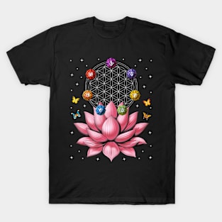 Lotus Flower Of Life Chakras T-Shirt